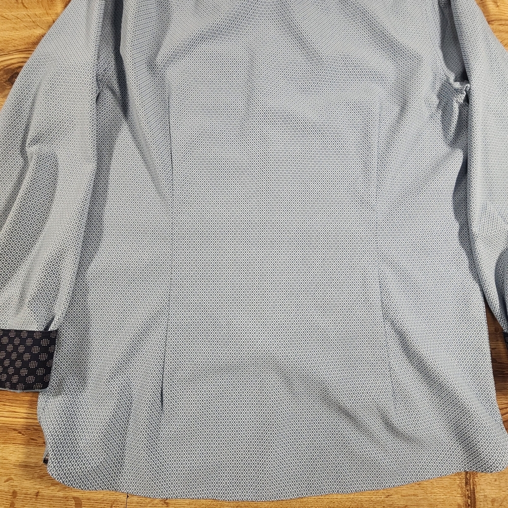 Ted Baker Men's Dense Geo Pattern Blue Casual Shirt, Size L - 4 Long Sleeves - Picture 13 of 15